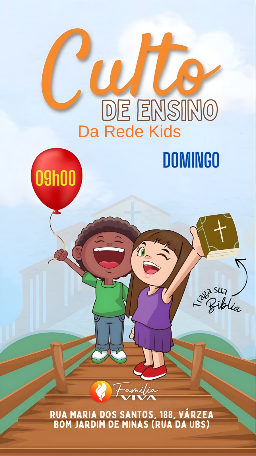 Arte do Culto de Ensino da Rede Kids, domingo às 9h